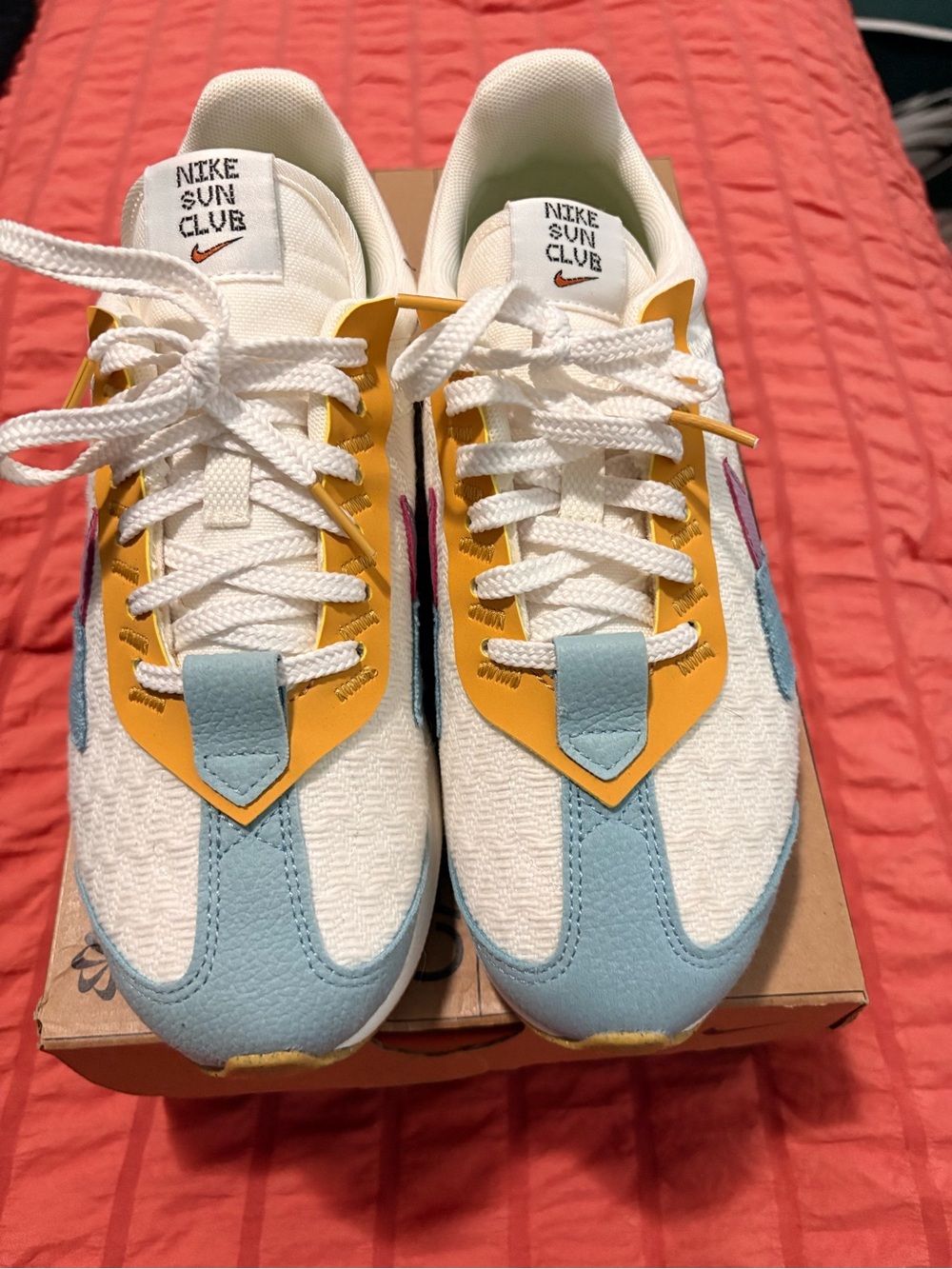 Nike Sun Club White, Light Blue & Yellow Low-Top Sneakers